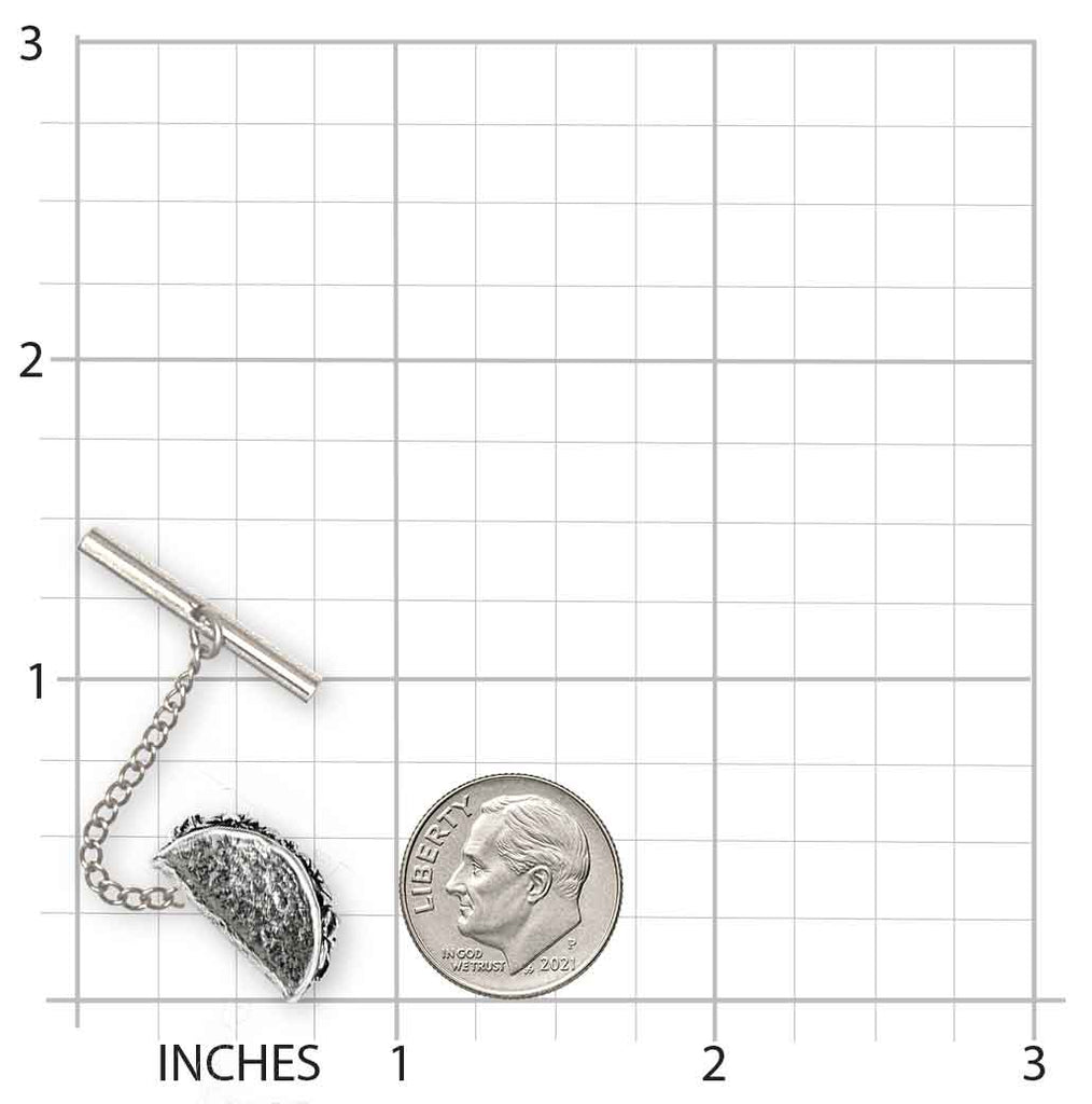 Taco Tie Tack, Sterling Silver Taco Lapel Pin, Handmade Dimensional Food Jewelry, Taco Pin for Tie or Jacket TAC1-TT
