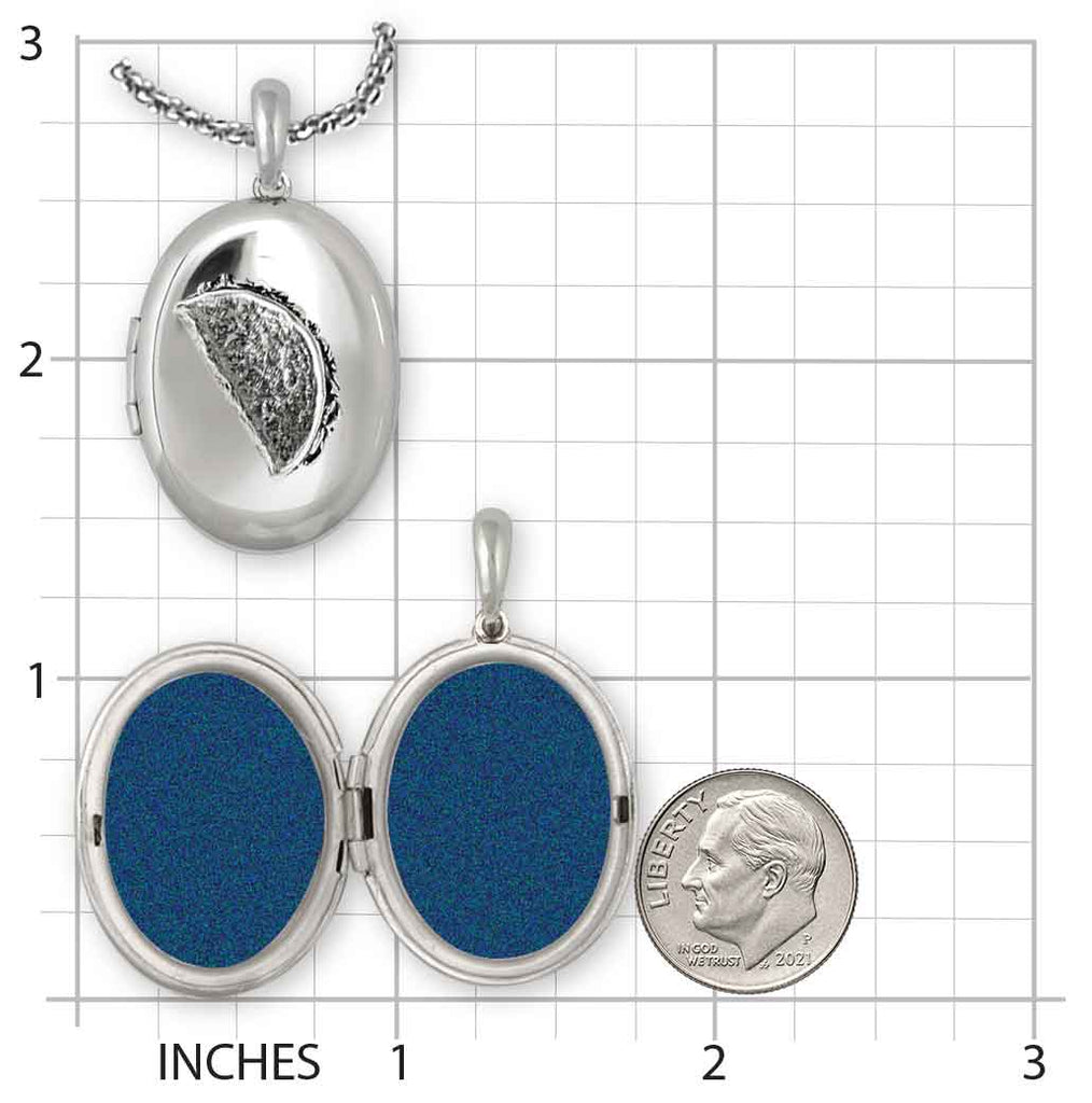Taco Photo Locket, Sterling Silver Taco Locket Necklace, Handmade Food Jewelry, Picture Pendant with 20 Inch Chain TAC1-V