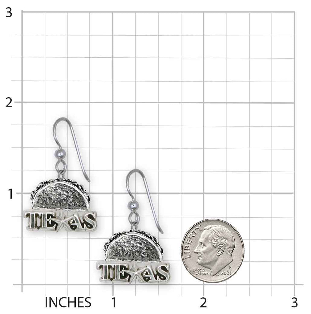 Taco Texas Earrings, Sterling Silver Taco Food Earrings, Handmade Texas Jewelry, Dimensional Taco Earrings TAC1TX-E