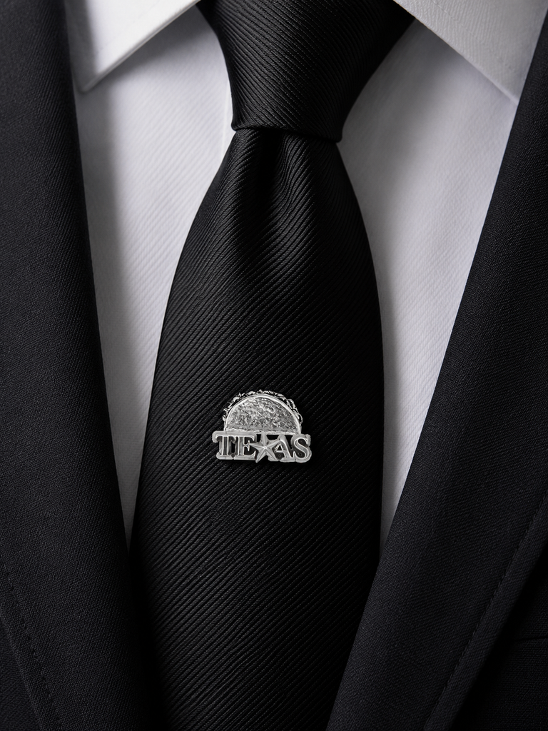 Texas Taco Tie Tack or Lapel Pin, Sterling Silver Taco Food Pin, Handmade Dimensional Texas Jewelry TAC1TX-TT