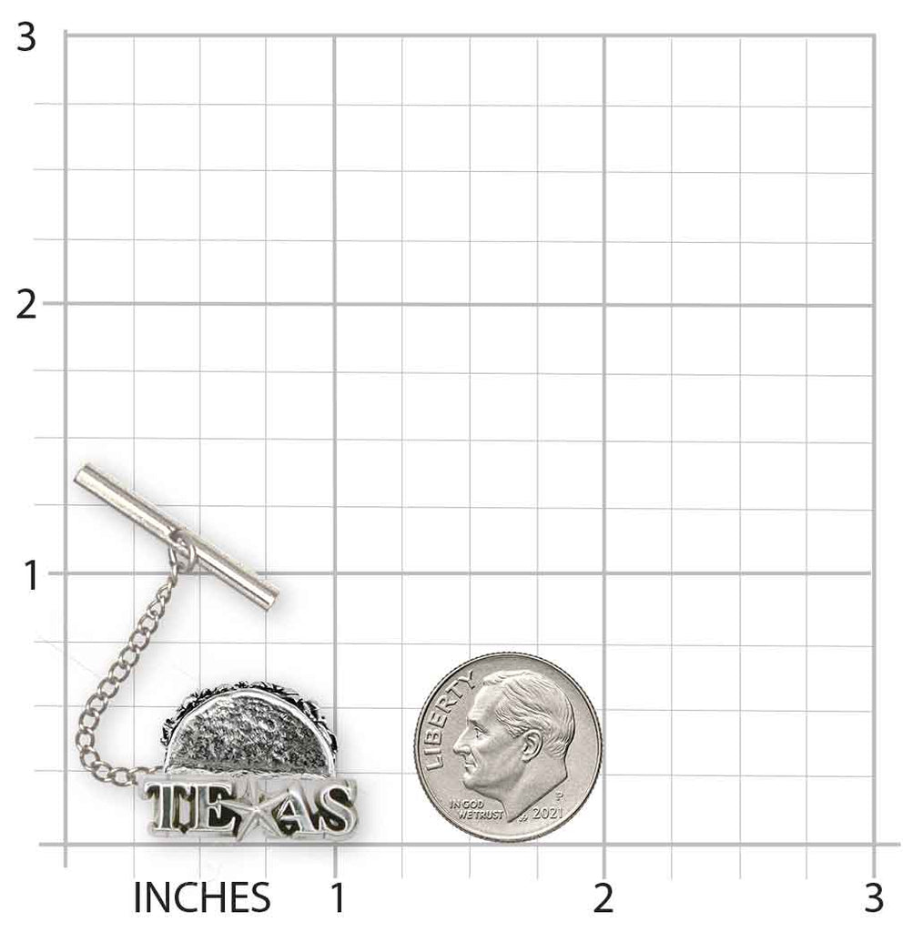 Texas Taco Tie Tack or Lapel Pin, Sterling Silver Taco Food Pin, Handmade Dimensional Texas Jewelry TAC1TX-TT
