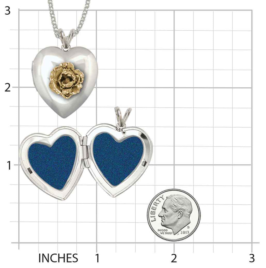 Peony Photo Locket Silver And 14k Gold Handmade Peony Flower Jewelry  PNY3-TNT