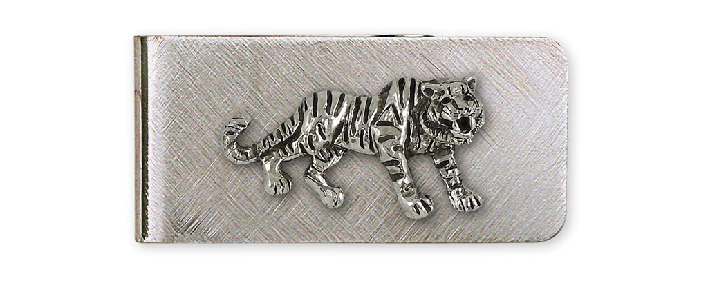 Tiger Charms Tiger Money Clip Sterling Silver And Stainless Steel Tiger Jewelry Tiger jewelry