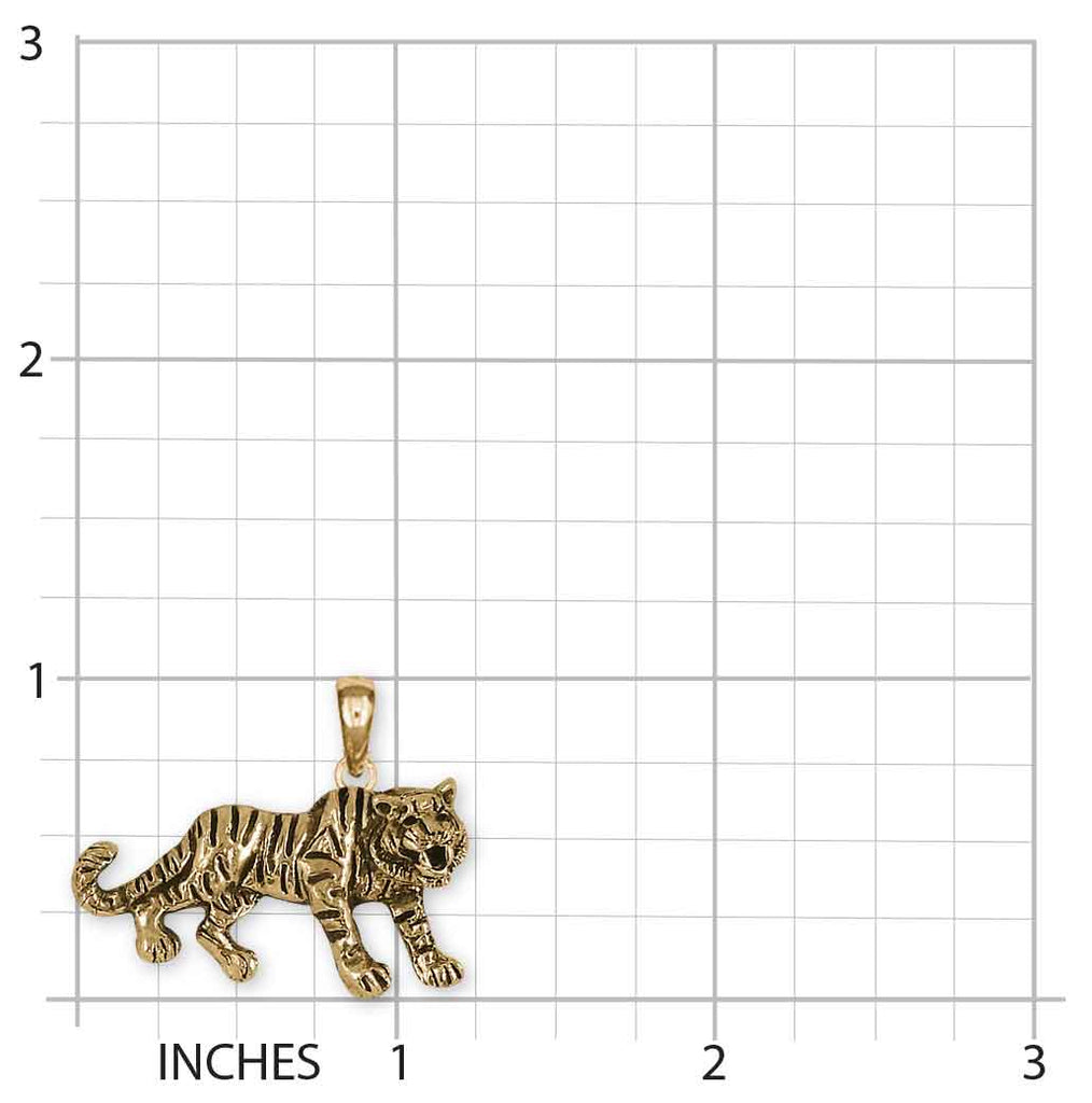 Tiger Pendant 14k Yellow Gold Handmade Tiger Jewelry  TIG2-PG