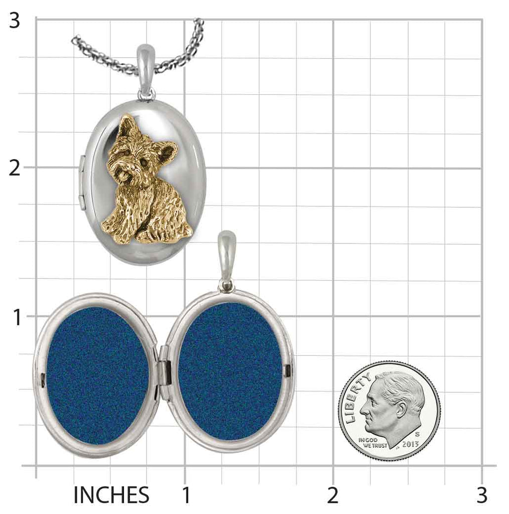 Yorkie Photo Locket Jewelry Silver And Gold Handmade Dog Photo Locket YK341X-TNV