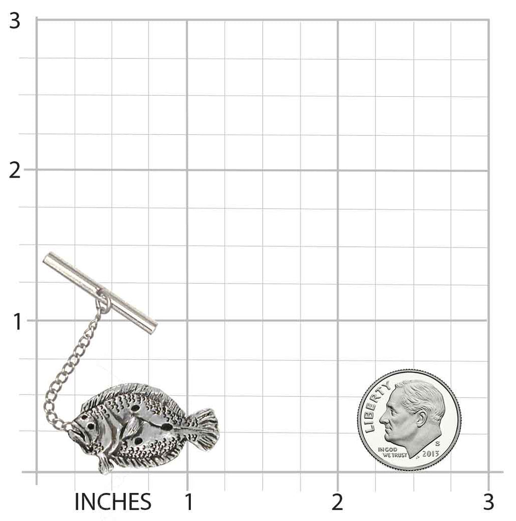 Flounder Tie Tack Jewelry Sterling Silver Handmade Fish Tie Tack FE1-TT