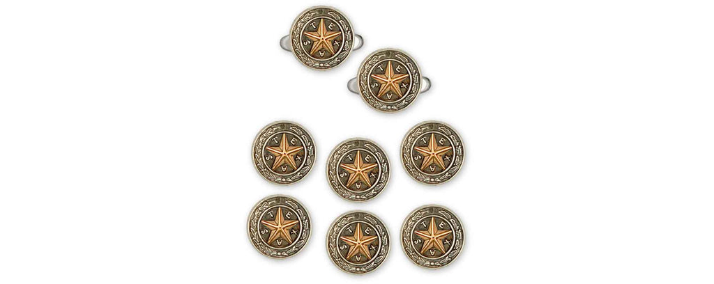 State Of Texas Seal Charms State Of Texas Seal Cufflink And Tuxedo Stud Set Sterling Silver And 14k Yellow Gold Vermeil State Of Texas Seal Jewelry State of Texas Seal jewelry