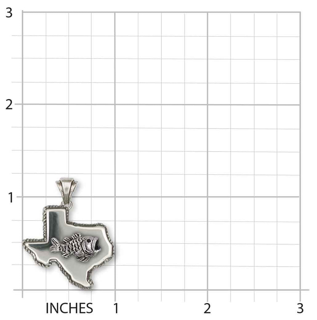 Texas Pendant Sterling Silver Handmade State Of Texas Sport Fishing Jewelry  TX22WMB3-P