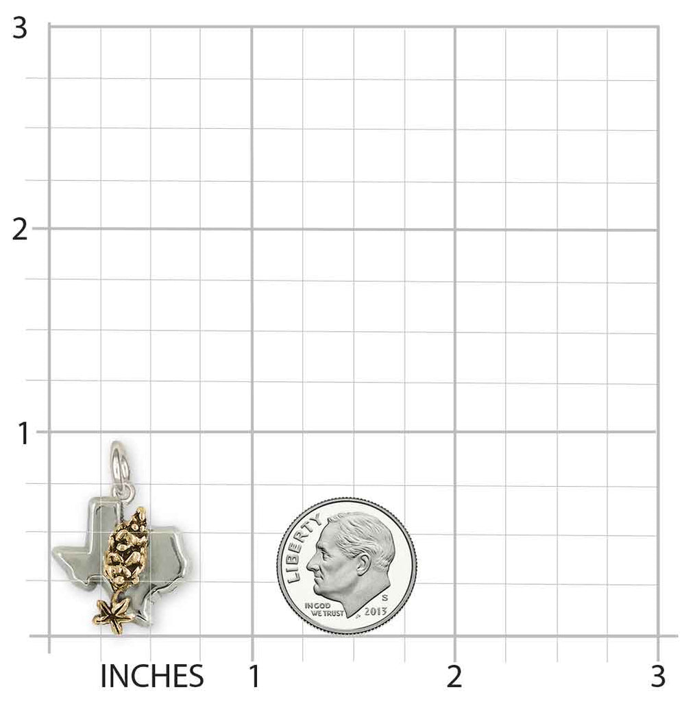 Texas Bluebonnet Charm 14k Gold Vermeil Handmade Bluebonnet Flower Jewelry  TXB1-CVM