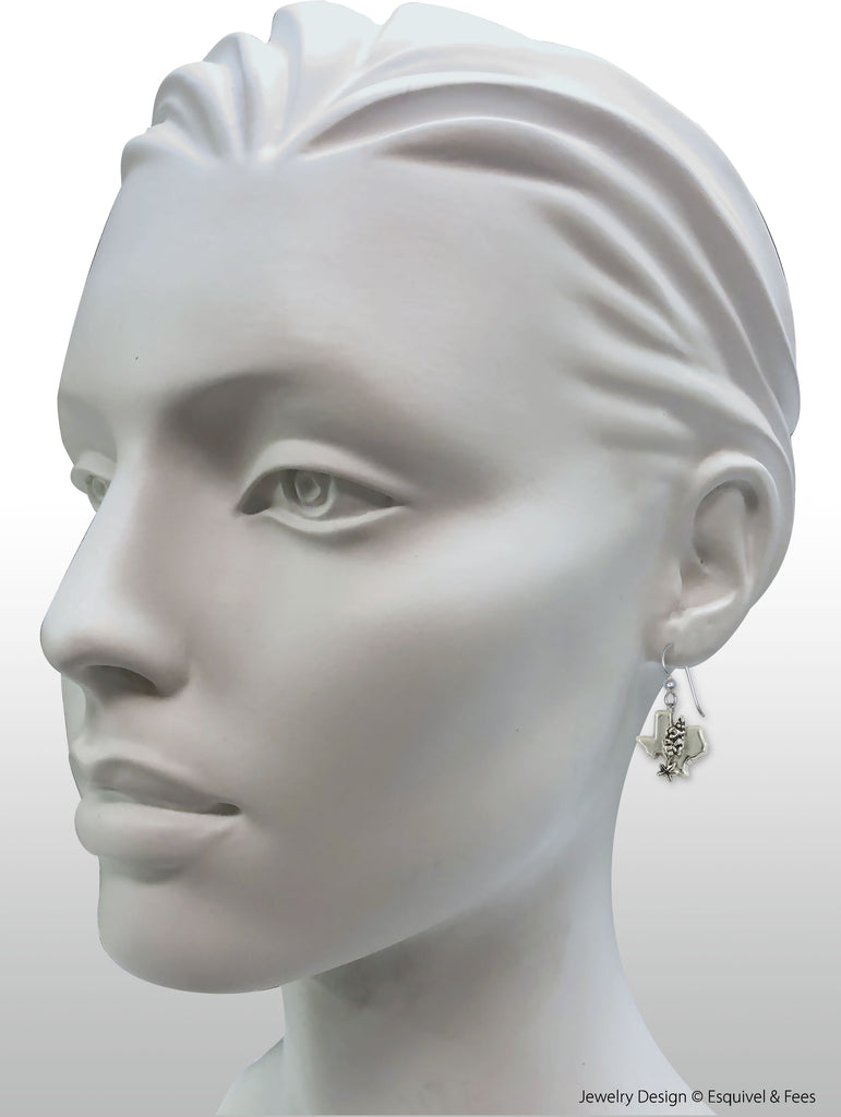 Texas Bluebonnet Earrings Sterling Silver Handmade Bluebonnet Flower Jewelry  TXB1-E