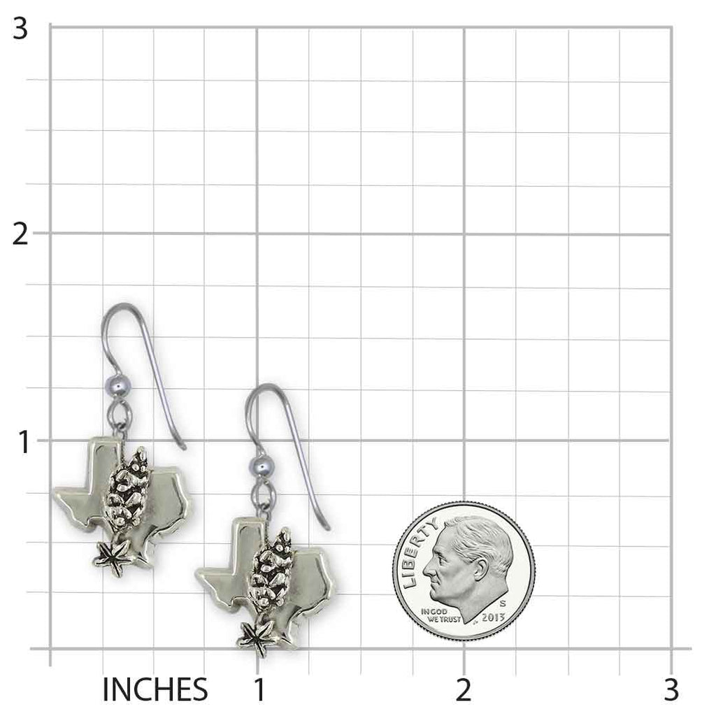 Texas Bluebonnet Earrings Sterling Silver Handmade Bluebonnet Flower Jewelry  TXB1-E
