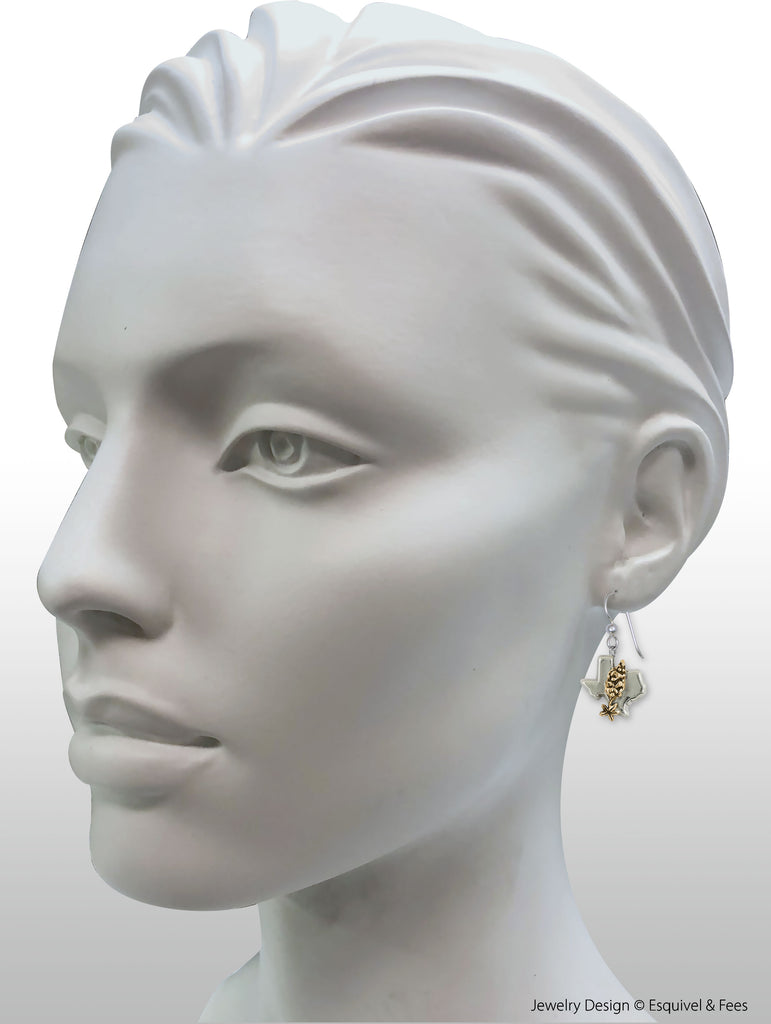 Texas Bluebonnet Earrings 14k Gold Vermeil Handmade Bluebonnet Flower Jewelry  TXB1-EVM