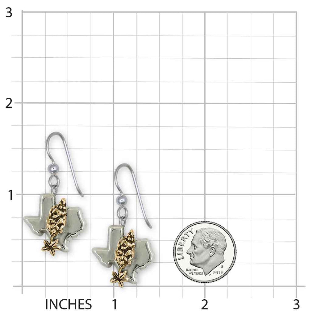 Texas Bluebonnet Earrings 14k Gold Vermeil Handmade Bluebonnet Flower Jewelry  TXB1-EVM