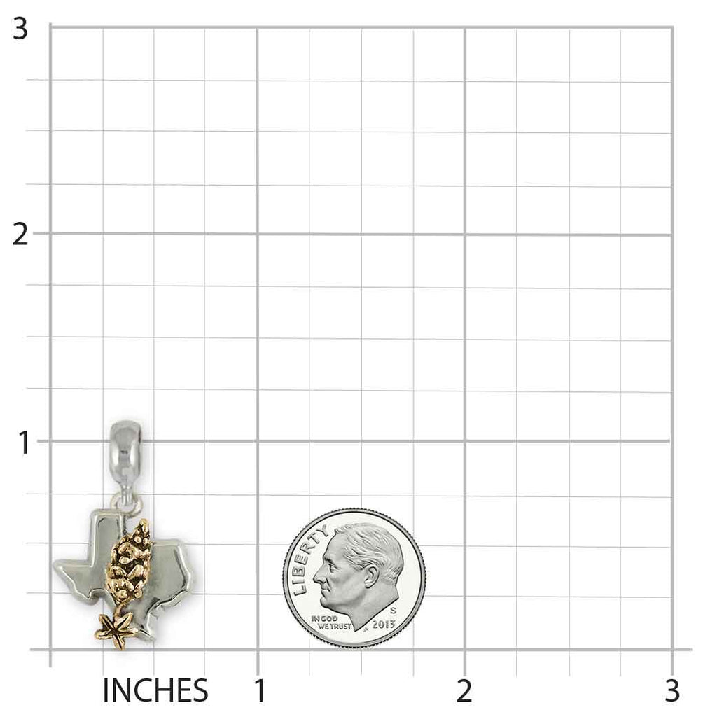 Texas Bluebonnet Charm Slide 14k Gold Vermeil Handmade Bluebonnet Flower Jewelry This Charm Will Fit A Pandora® Slide Bracelet TXB1-PNSVM
