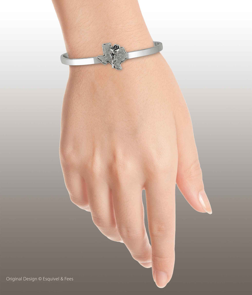 Texas Rose Bracelet Sterling Silver Handmade Texas Jewelry  TXR-CB