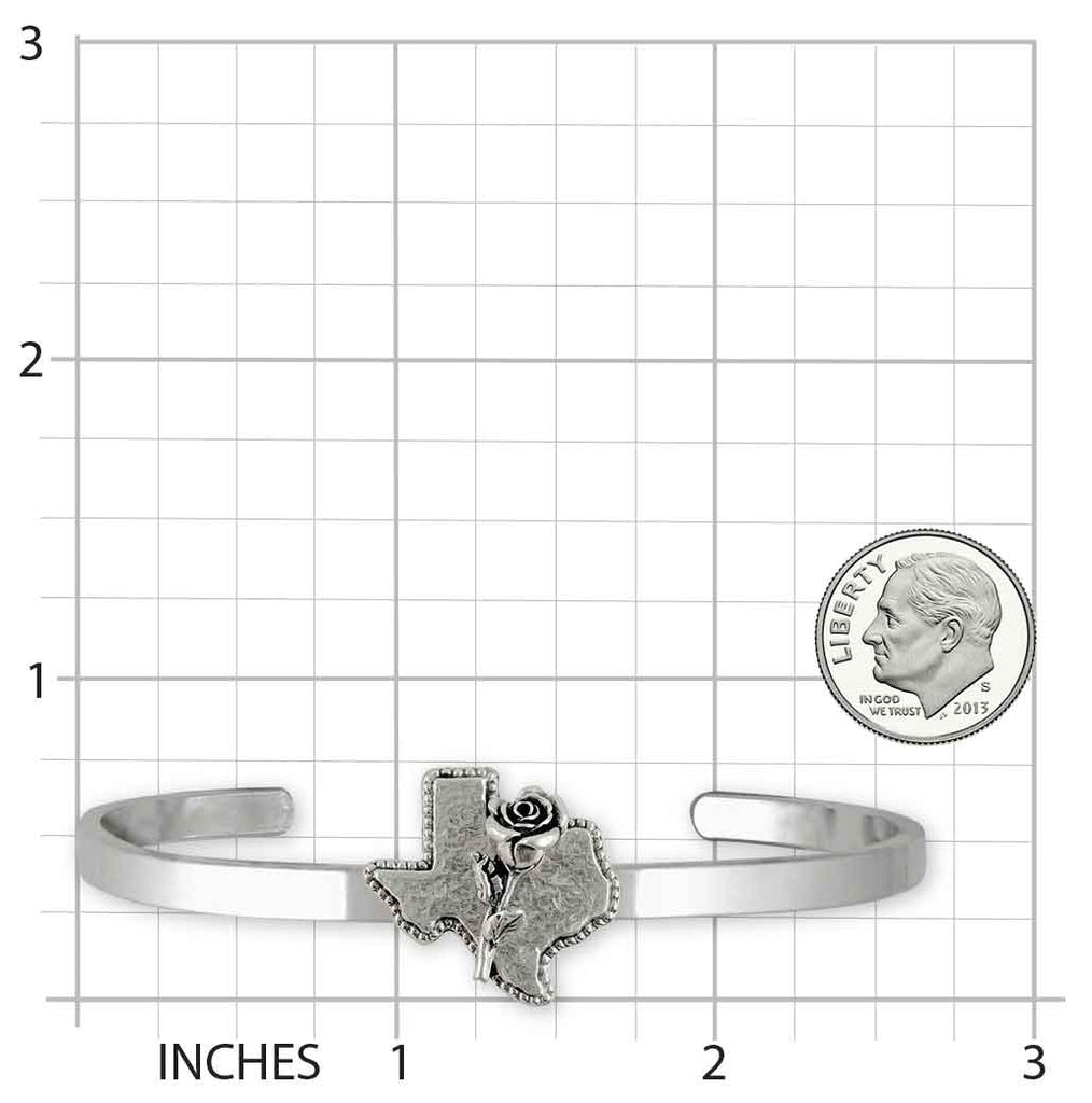 Texas Rose Bracelet Sterling Silver Handmade Texas Jewelry  TXR-CB