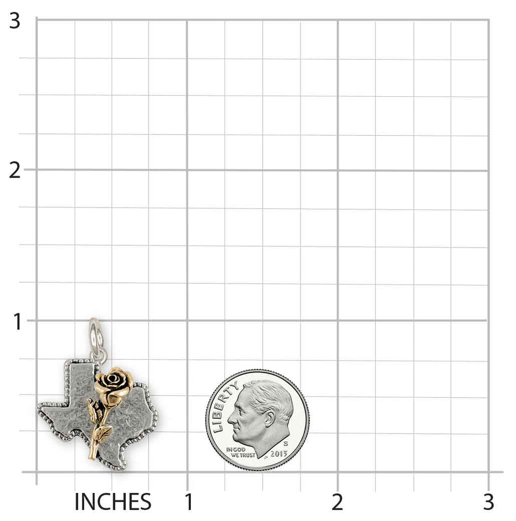 Texas Rose Charm 14k Gold Vermeil Handmade Texas Jewelry  TXR-CVM