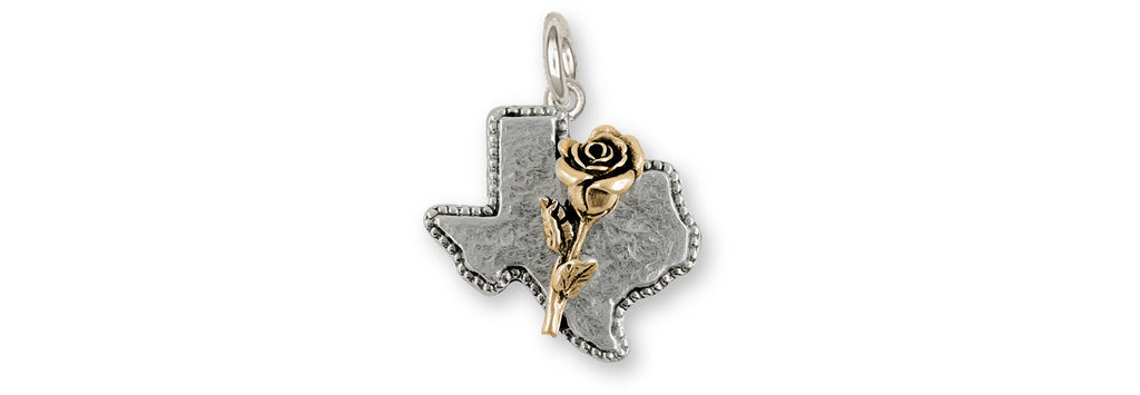 Texas Rose Charms Texas Rose Charm 14k Gold Vermeil Texas Jewelry Texas Rose jewelry