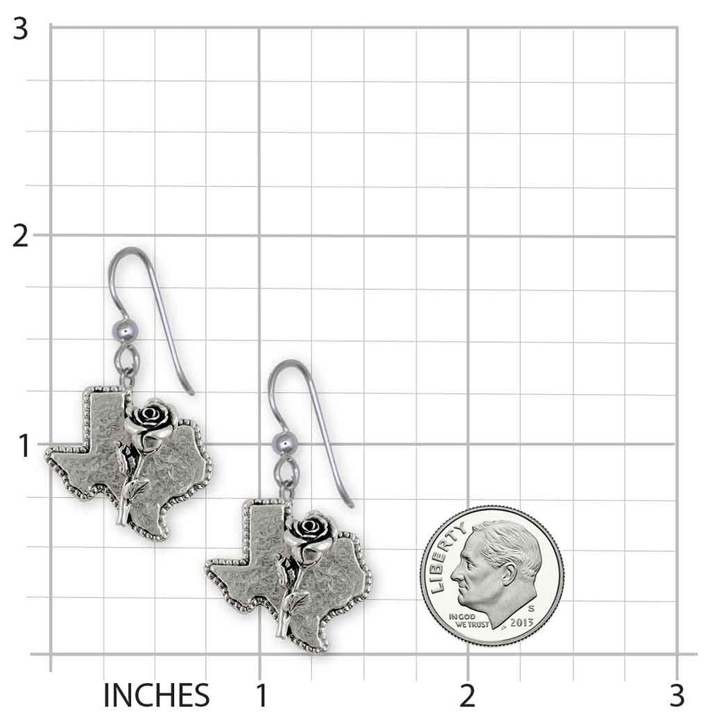 Texas Rose Earrings Sterling Silver Handmade Texas Jewelry  TXR-E