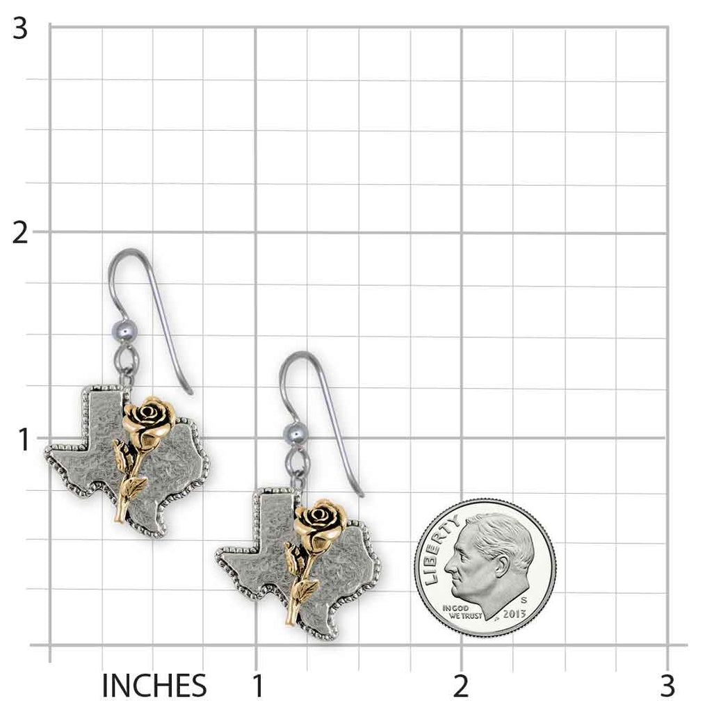 Texas Rose Earrings 14k Gold Vermeil Handmade Texas Jewelry  TXR-EVM