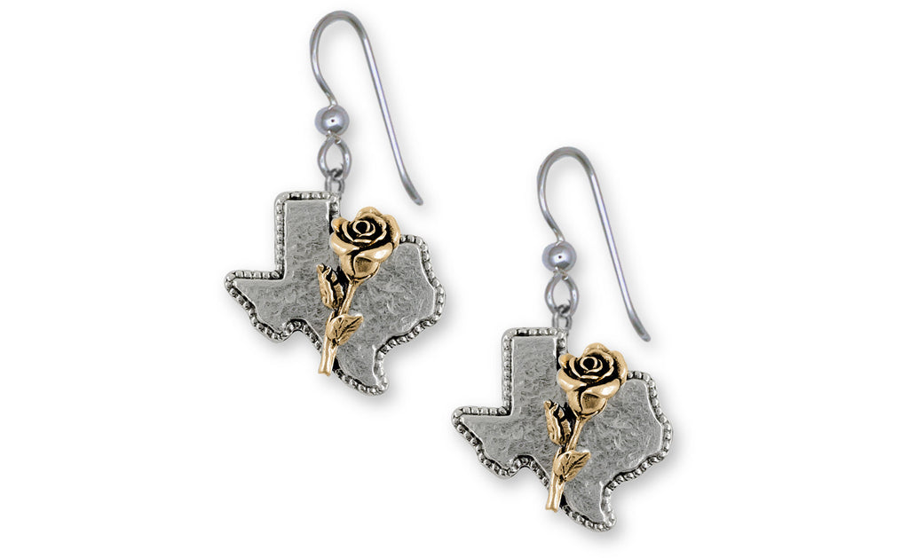 Texas Rose Charms Texas Rose Earrings 14k Gold Vermeil Texas Jewelry Texas Rose jewelry