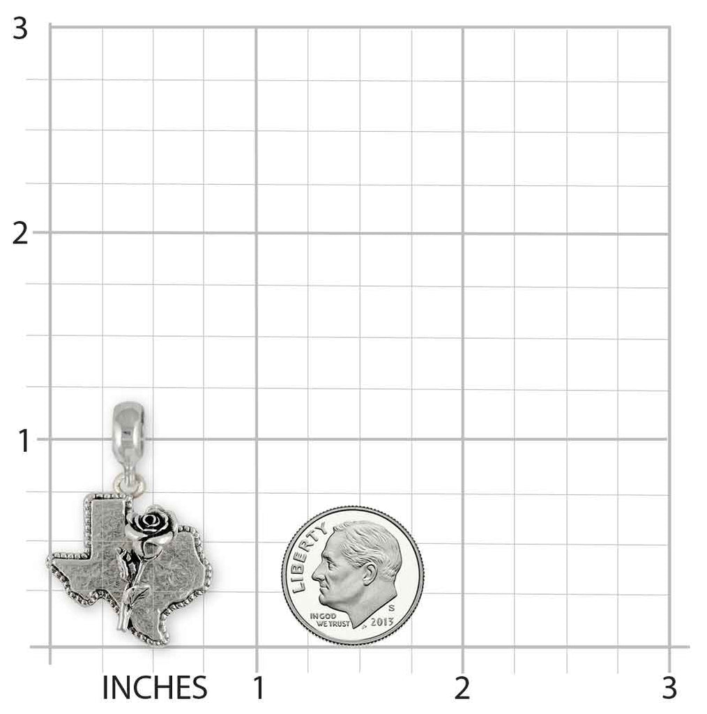 Texas Rose Charm Slide Sterling Silver Handmade Texas Jewelry This Charm Will Fit A Pandora® Slide Bracelet TXR-PSD
