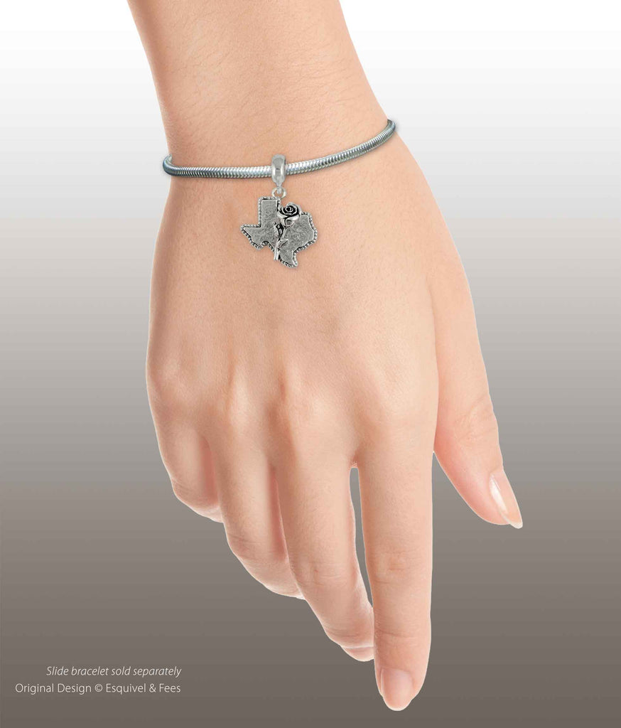Texas Rose Charm Slide Sterling Silver Handmade Texas Jewelry This Charm Will Fit A Pandora® Slide Bracelet TXR-PSD