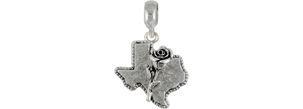 Texas Rose Charms Texas Rose Charm Slide Sterling Silver Texas Jewelry Texas Rose jewelry