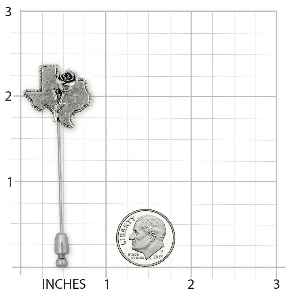 Texas Rose Brooch Pin Sterling Silver Handmade Texas Jewelry  TXR-STP