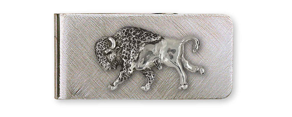 Bison Money Clip Sterling Silver And Stainless Steel Handmade Buffalo And Bison Jewelry  UBS1-MC