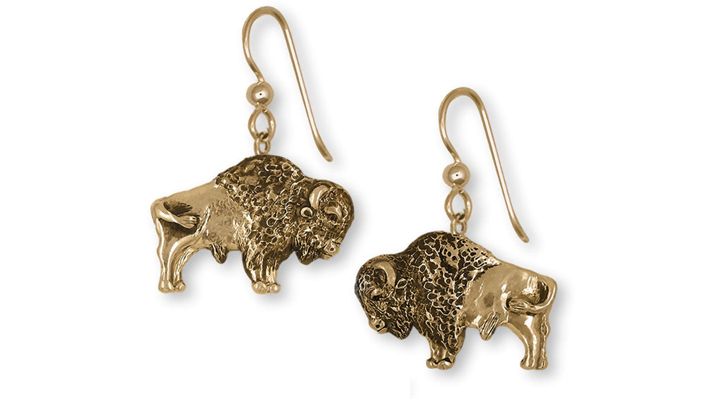 Bison Charms Bison Earrings Yellow Bronze Bison And Buffalo Jewelry Bison jewelry