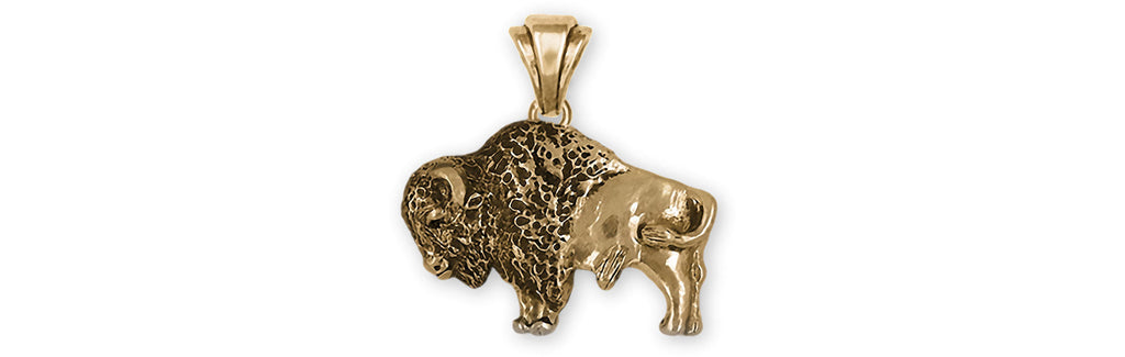 Bison Charms Bison Pendant 14k Yellow Gold Bison And Buffalo Jewelry Bison jewelry