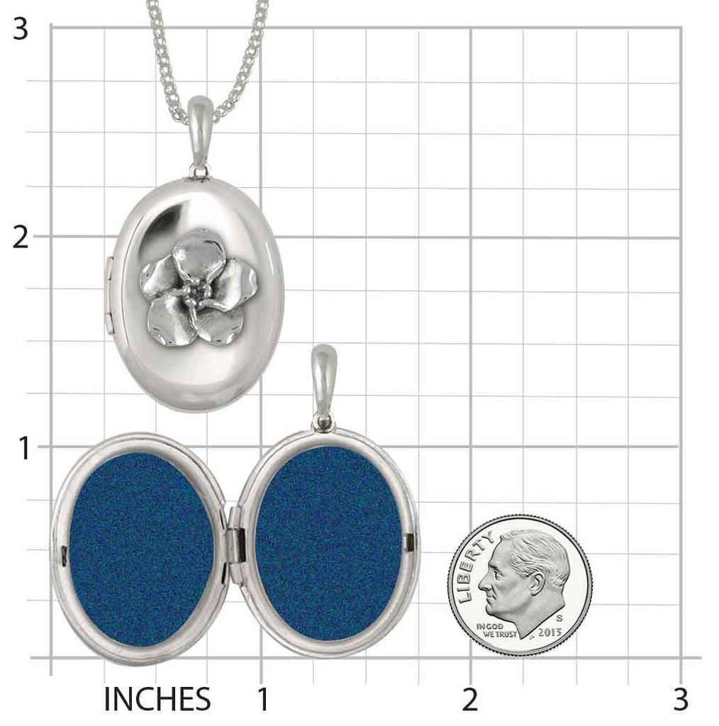 Forget Me Not Photo Locket Jewelry Sterling Silver Handmade Flower Photo Locket FMN2-V