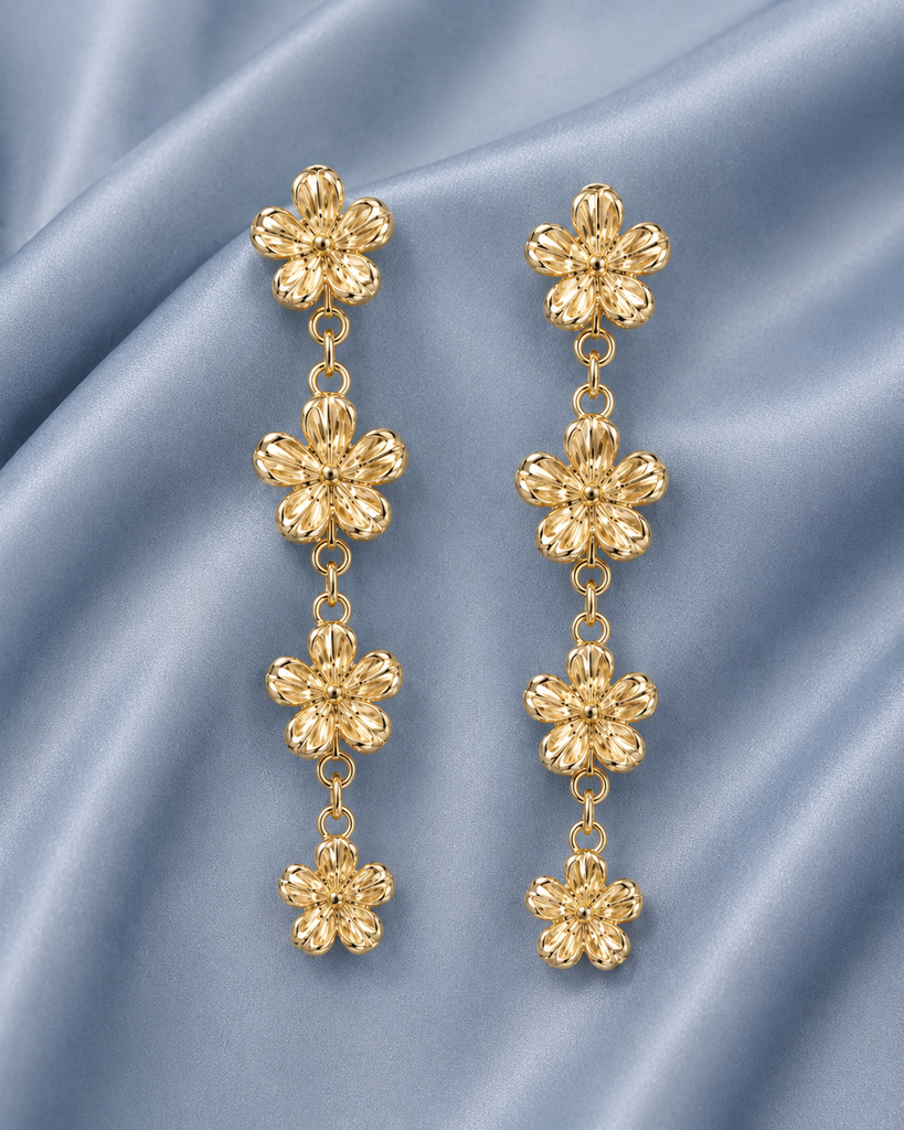 Violet Post Earrings 14K Gold Vermeil Handmade Flower Jewelry, Four Violet Blossom Earrings VT2-4EVM