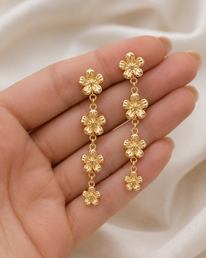 Violet Post Earrings 14K Gold Vermeil Handmade Flower Jewelry, Four Violet Blossom Earrings VT2-4EVM