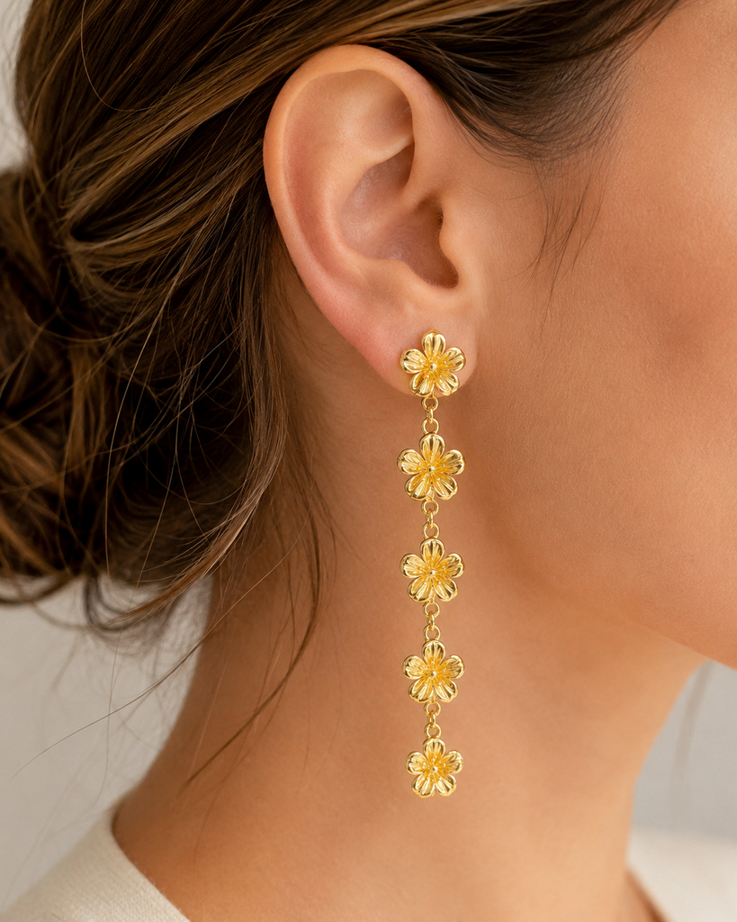 Violet Post Earrings 14K Gold Vermeil Handmade Flower Jewelry, Five Violet Blossom Earrings VT2-5EVM