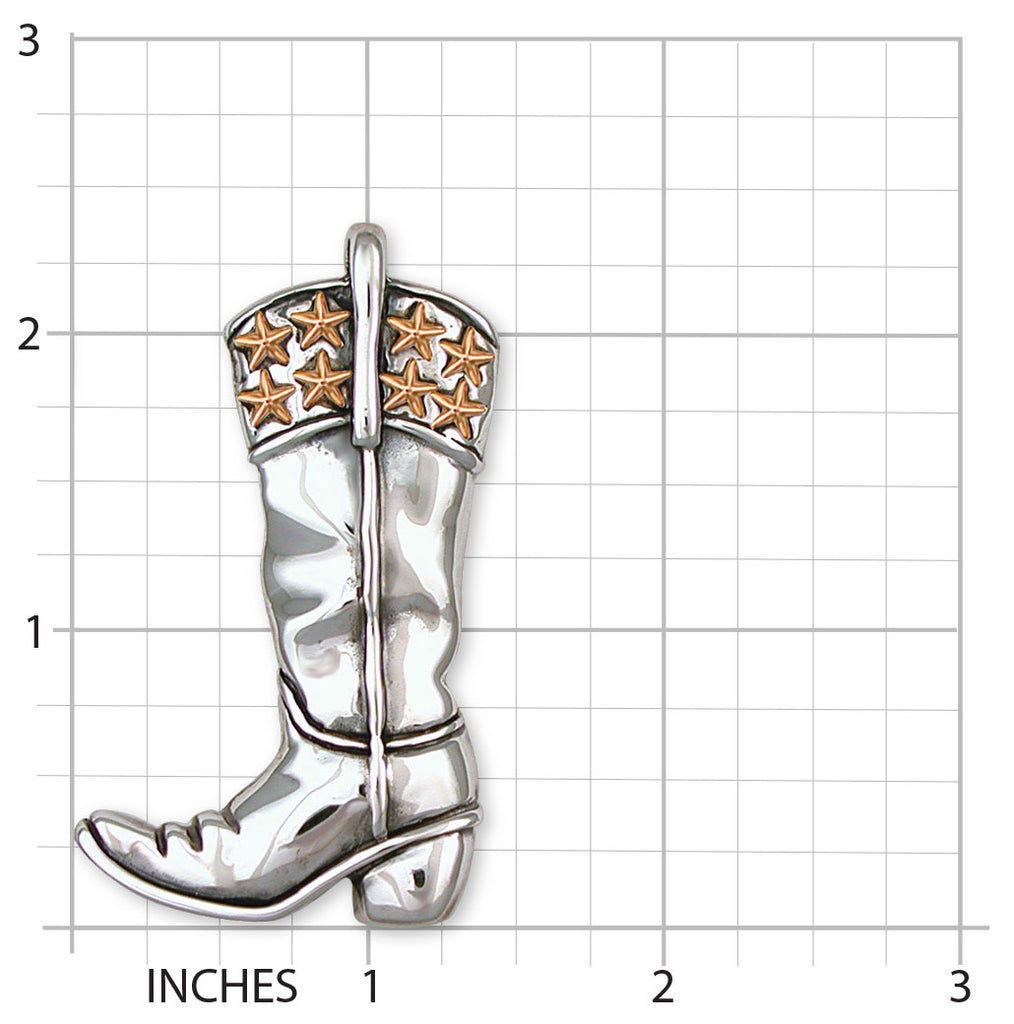 Boot Brooch Pin Sterling Silver Handmade Western Boot Jewelry  W11-BR