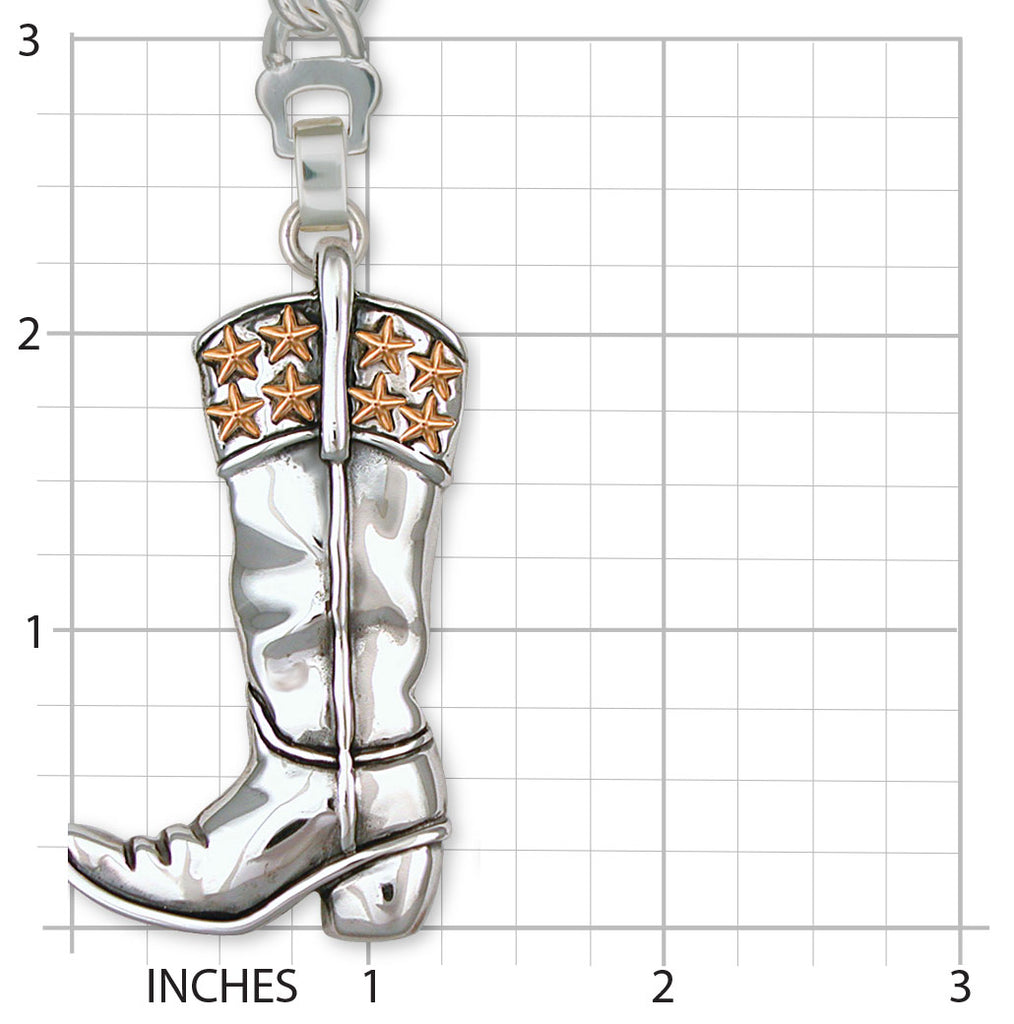 Boot Jewelry Sterling Silver Handmade Western Texas Boot Key Ring  W11-KR