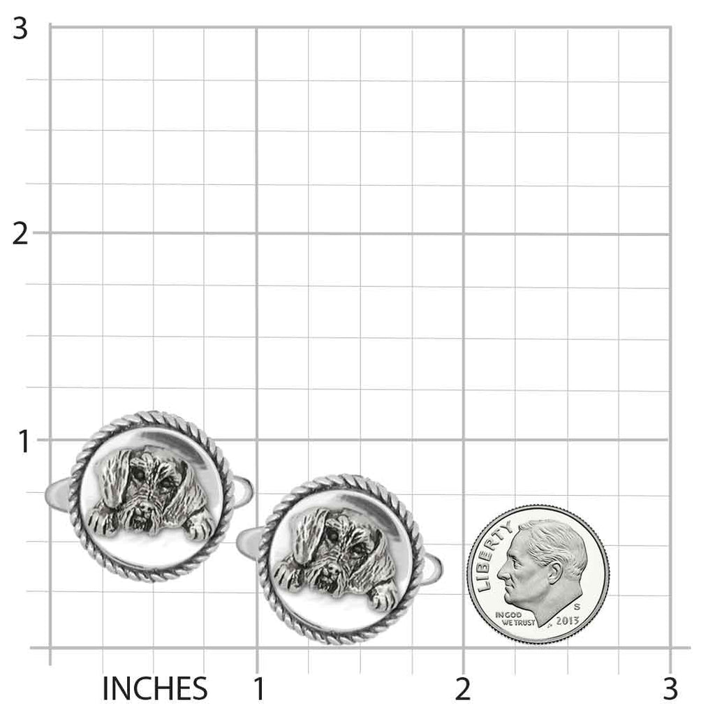 Wire Hair Dachshund Cufflinks Jewelry Sterling Silver Handmade Dog Cufflinks WD3-CL