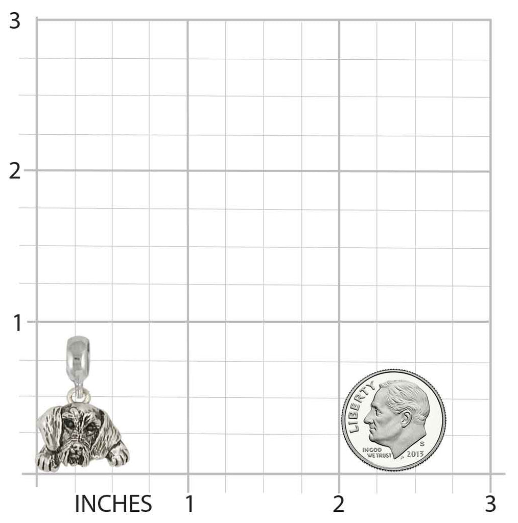 Wire Hair Dachshund Charm Slide Jewelry Sterling Silver Handmade Dog Charm Slide WD3-PNS