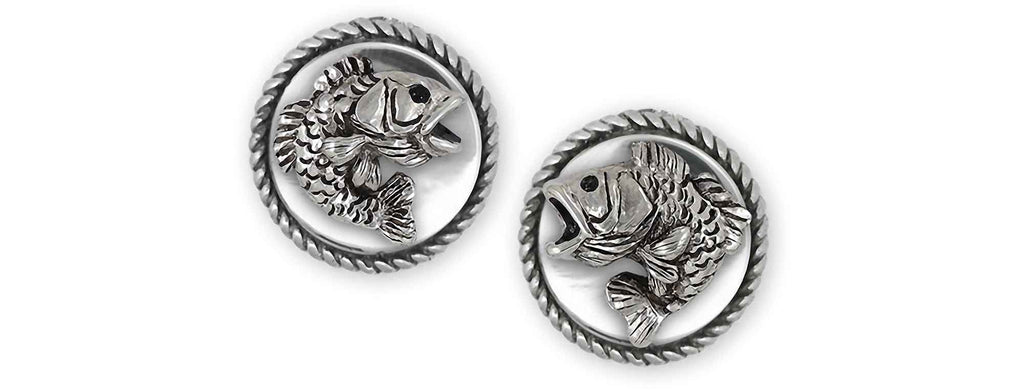 Wide Mouth Bass Charms Wide Mouth Bass Cufflinks Sterling Silver Wide Mouth Bass Jewelry Wide Mouth Bass jewelry