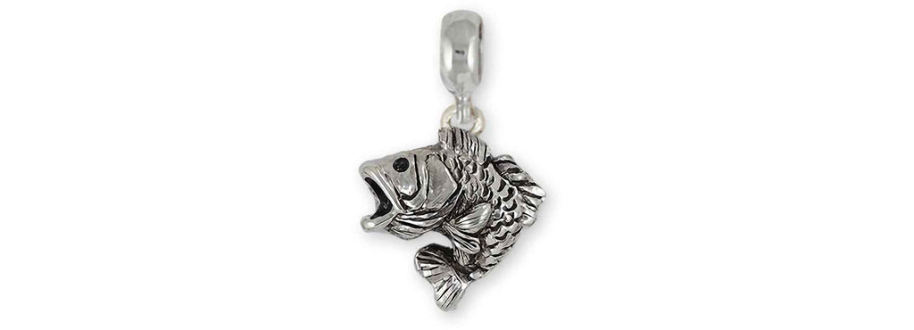 Wide Mouth Bass Charms Wide Mouth Bass Charm Slide Sterling Silver Wide Mouth Bass Jewelry Wide Mouth Bass jewelry