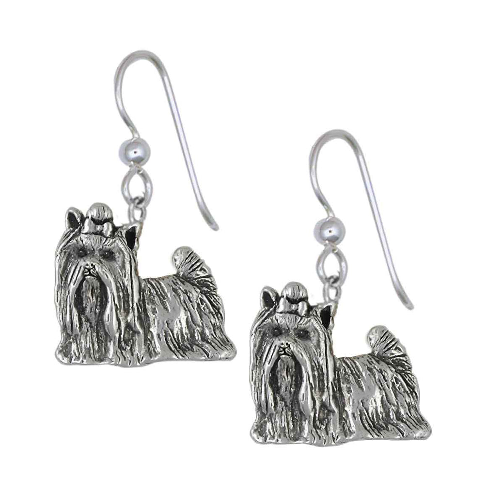 Yorkie French Wire Earrings in Sterling Silver, Yorkshire Terrier Dangle Earrings, Handmade Yorkie Jewelry, Yorkshire Terrier Gift