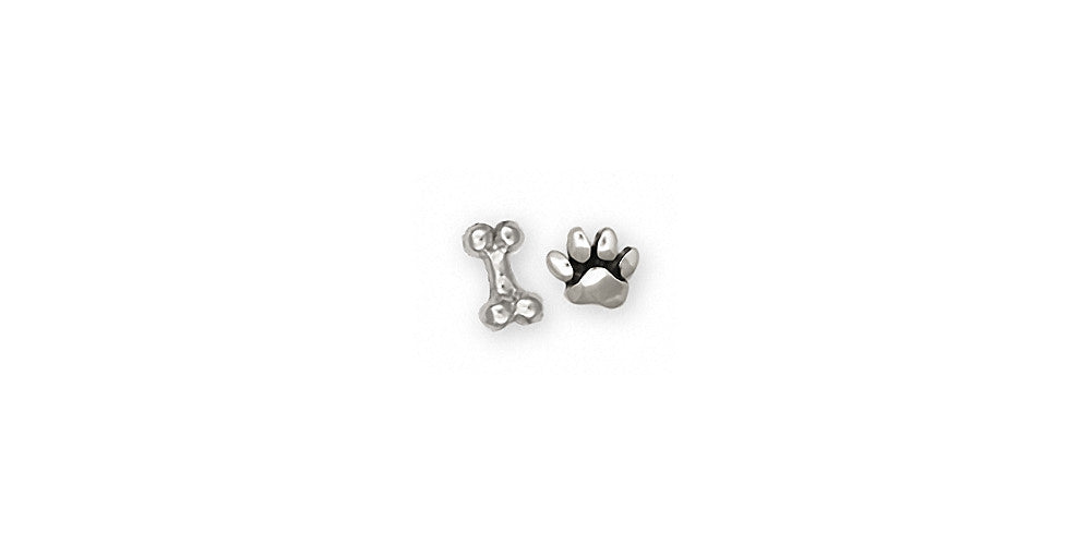 Dog Bone And Paw Charms Dog Bone And Paw Earrings Sterling Silver Dog Jewelry Dog Bone And Paw jewelry