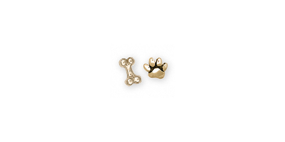 Dog Bone And Paw Charms Dog Bone And Paw Earrings 14k Gold Dog Jewelry Dog Bone And Paw jewelry