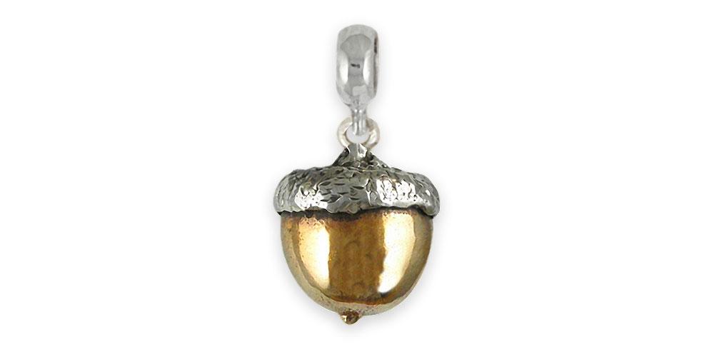 Acorn Charms Acorn Charm Slide Sterling Silver And Yellow Bronze Acorn Jewelry Acorn jewelry