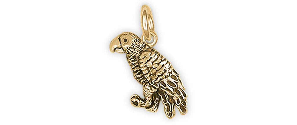 African Grey Charms African Grey Charm 14k Gold African Grey Jewelry African Grey jewelry