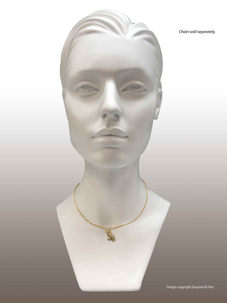African Grey Jewelry 14k Gold Handmade African Grey Pendant  AFG13X-PG