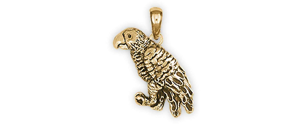 African Grey Charms African Grey Pendant 14k Gold African Grey Jewelry African Grey jewelry