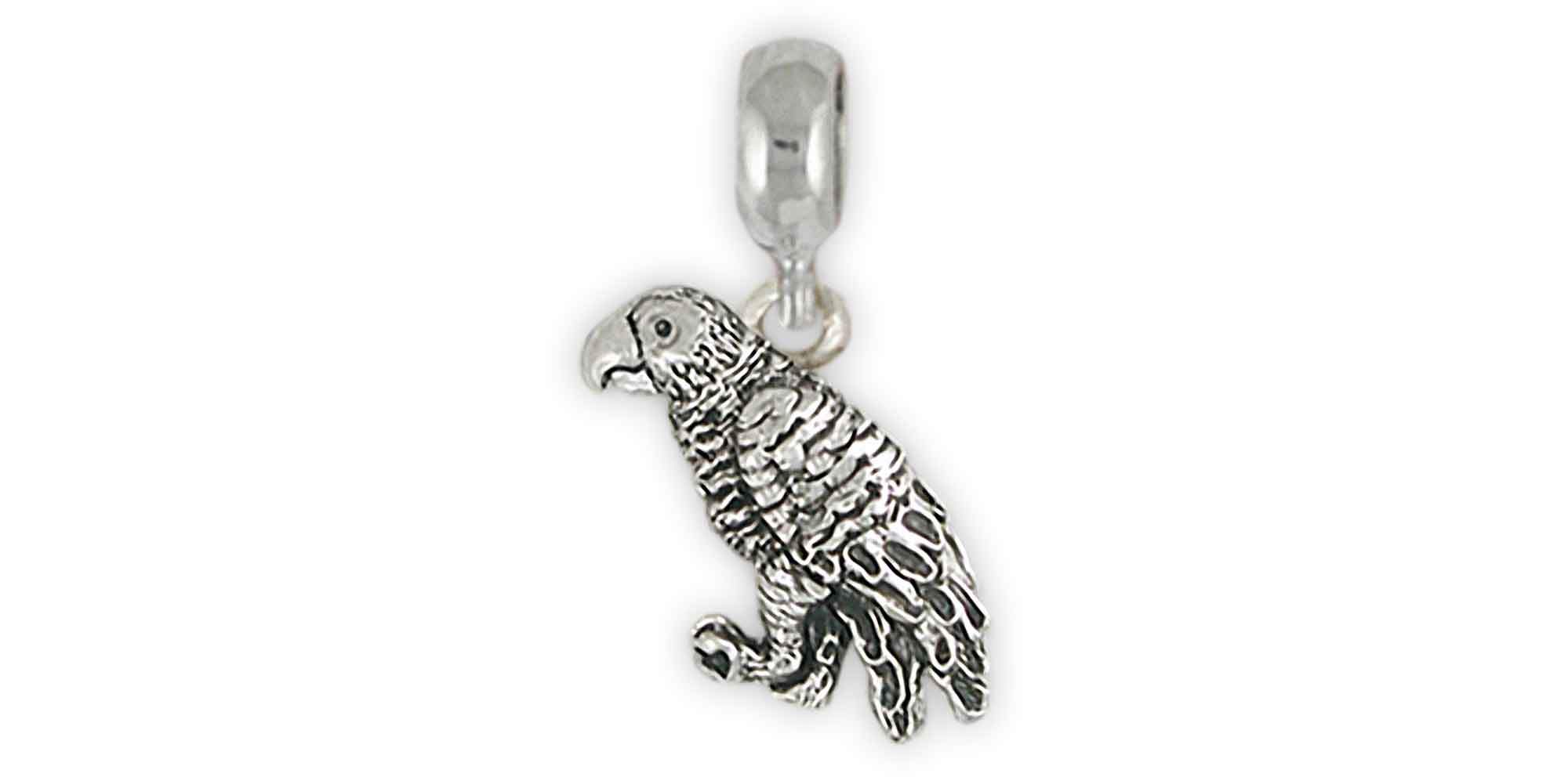 African Grey African Grey Charm Slide Sterling Silver | and Fees | Handmade Charm and Jewelry Designs